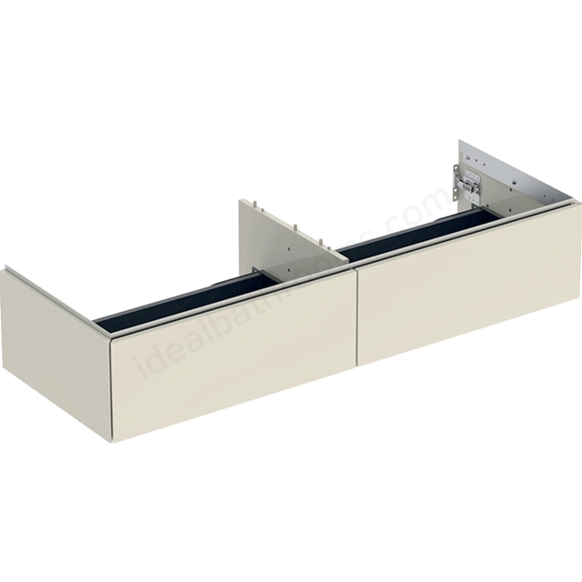 Geberit One 1350mm 2 Drawer Washbasin Unit - Gloss Sand Grey