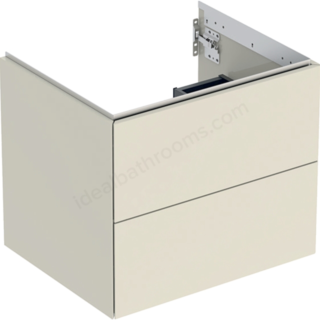 Geberit One 600mm 2 Drawer Washbasin Unit - Gloss Sand Grey