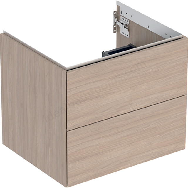 Geberit One 600mm 2 Drawer Washbasin Unit - Oak