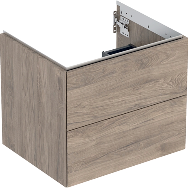 Geberit One 600mm 2 Drawer Washbasin Unit - Hickory