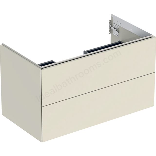 Geberit One 900mm 2 Drawer Washbasin Unit - Gloss Sand Grey