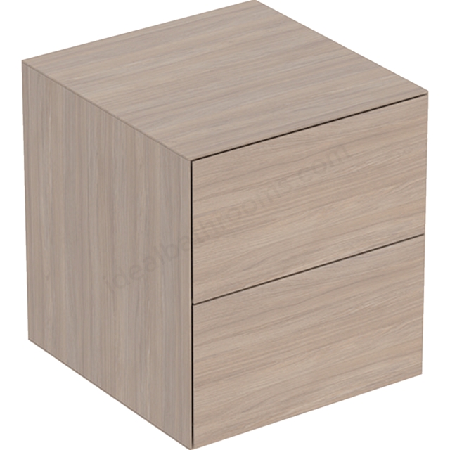 Geberit One 450mm 2 Drawer Low Cabinet - Oak