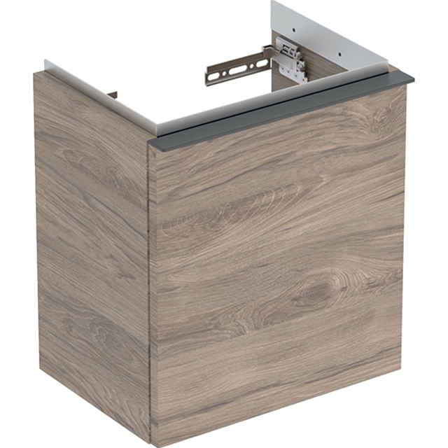 Geberit iCon Handrinse Basin Cabinet RH 1 Door 380mm Hickory Wood-Texture Body/Lava Matt Handle