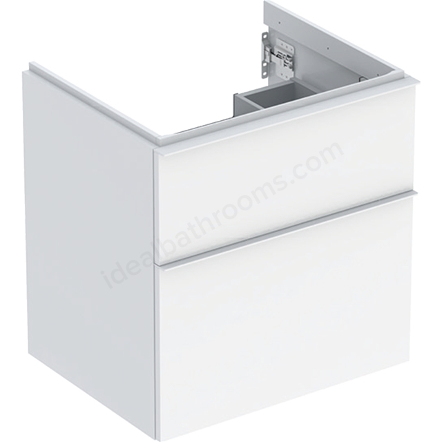 Geberit iCon Washbasin Cabinet 2 Drawer 600mm  White Gloss Body/White Matt Handle