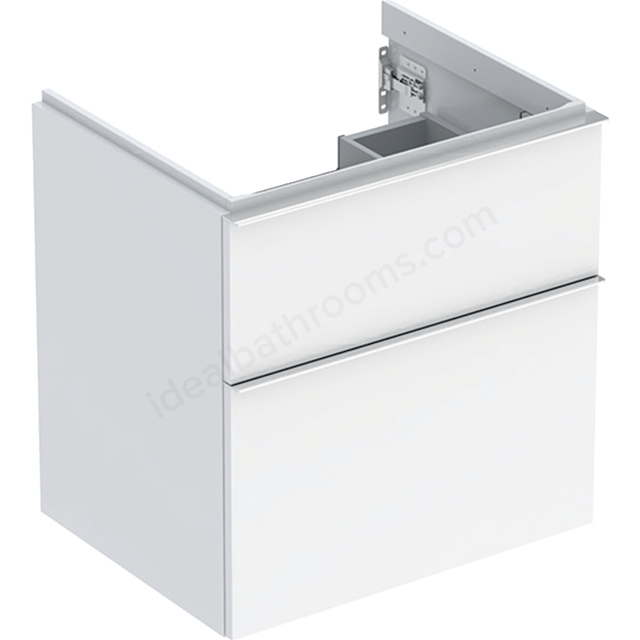 Geberit iCon Washbasin Cabinet 2 Drawer 600mm  White Gloss Body/Gloss Chrome Handle