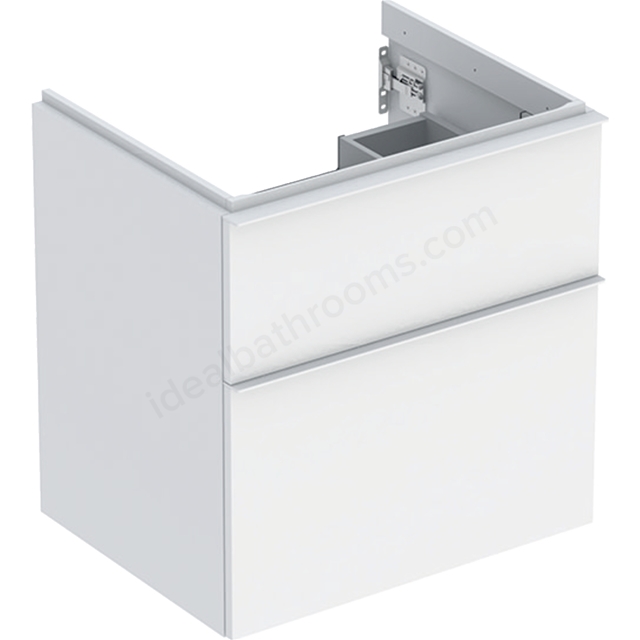 Geberit iCon Washbasin Cabinet 2 Drawer 600mm  White Matt Body/White Matt Handle