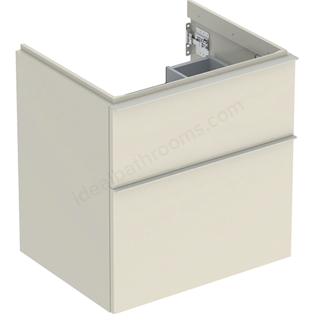 Geberit iCon Washbasin Cabinet 2 Drawer 600mm  Sand-Grey Gloss Body/Sand-Grey Matt Handle