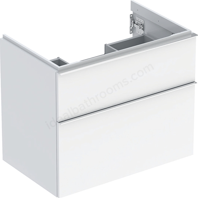 Geberit iCon Washbasin Cabinet 2 Drawer 750mm  White Gloss Body/Gloss Chrome Handle