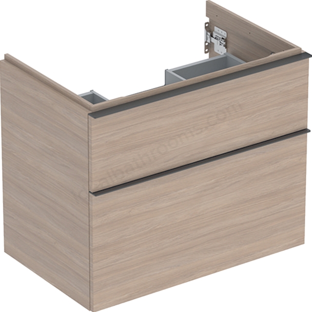 Geberit iCon Washbasin Cabinet 2 Drawer 750mm  Oak Wood-Texture Body/Lava Matt Handle