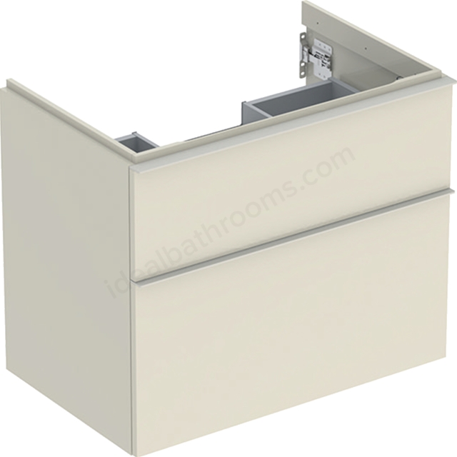 Geberit iCon Washbasin Cabinet 2 Drawer 750mm  Sand-Grey Gloss Body/Sand-Grey Matt Handle