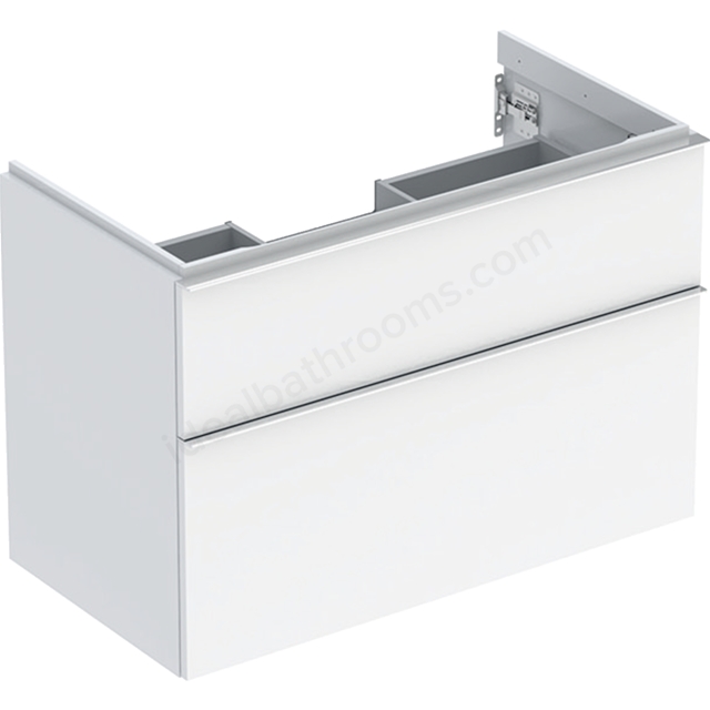 Geberit iCon Washbasin Cabinet 2 Drawer 900mm  White Gloss Body/Gloss Chrome Handle