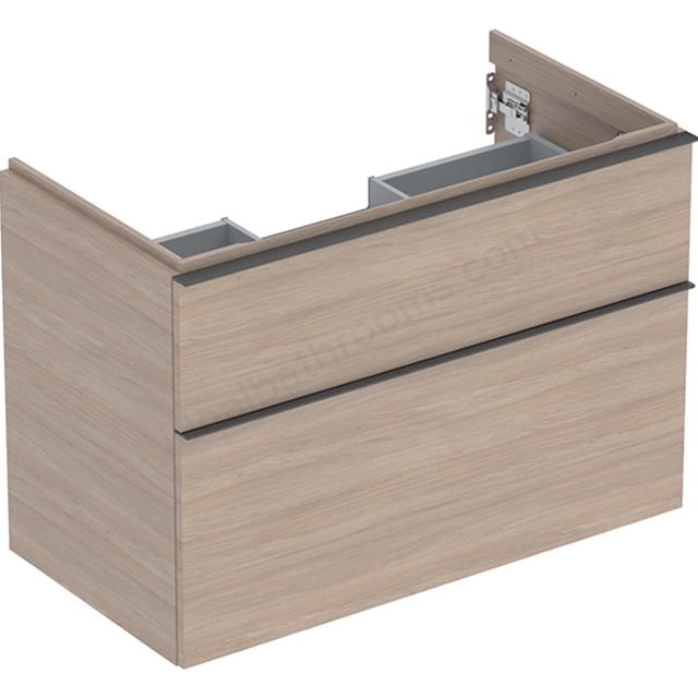 Geberit iCon Washbasin Cabinet 2 Drawer 900mm  Oak Wood-Texture Body/Lava Matt Handle