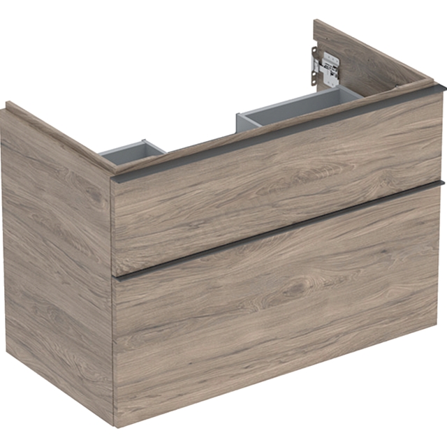 Geberit iCon Washbasin Cabinet 2 Drawer 900mm  Hickory Wood-Texture Body/Lava Matt Handle