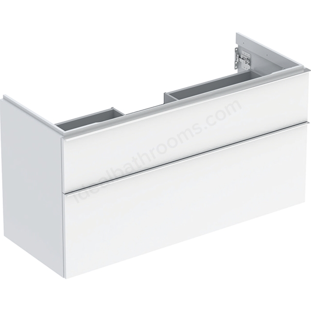 Geberit iCon Washbasin Cabinet 2 Drawer 1200mm  White Gloss Body/Gloss Chrome Handle