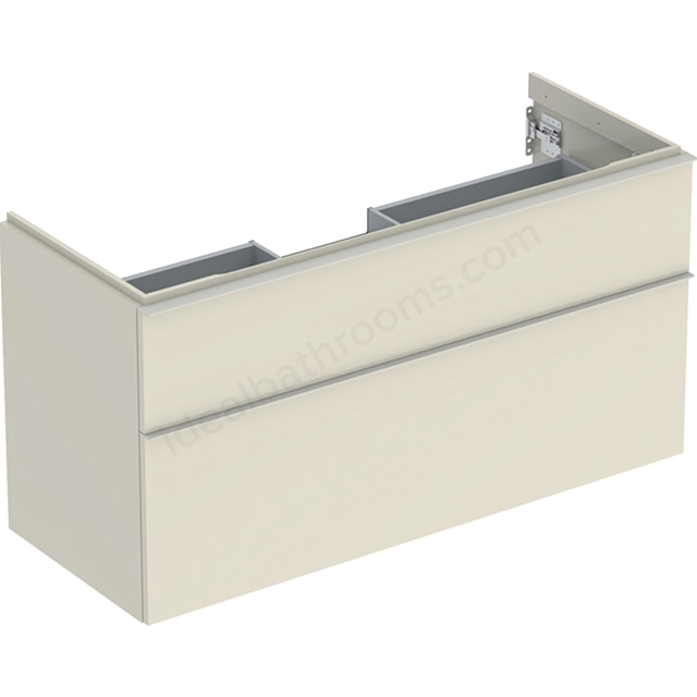 Geberit iCon Washbasin Cabinet 2 Drawer 1200mm  Sand-Grey Gloss Body/Sand-Grey Matt Handle