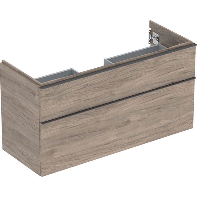 Geberit iCon Washbasin Cabinet 2 Drawer 1200mm  Hickory Wood-Texture Body/Lava Matt Handle