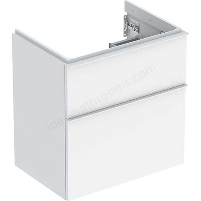 Geberit iCon Washbasin Cabinet 2 Drawer 600mm Short Projection White Gloss Body/White Matt Handle
