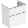 Geberit iCon Washbasin Cabinet 2 Drawer 600mm Short Projection White Gloss Body/Gloss Chrome Handle