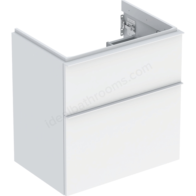 Geberit iCon Washbasin Cabinet 2 Drawer 600mm Short Projection White Matt Body/White Matt Handle