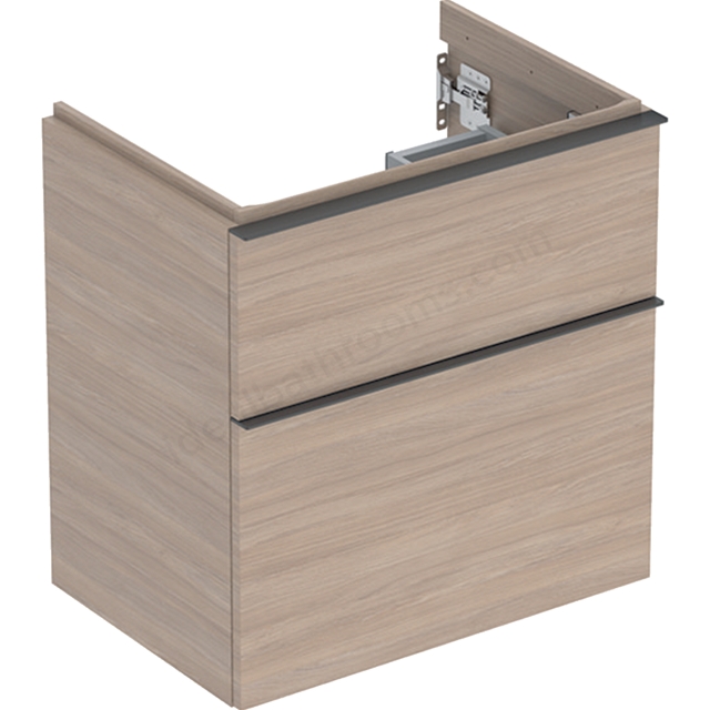 Geberit iCon Washbasin Cabinet 2 Drawer 600mm Short Projection Oak Wood-Texture Body/Lava Matt Handle