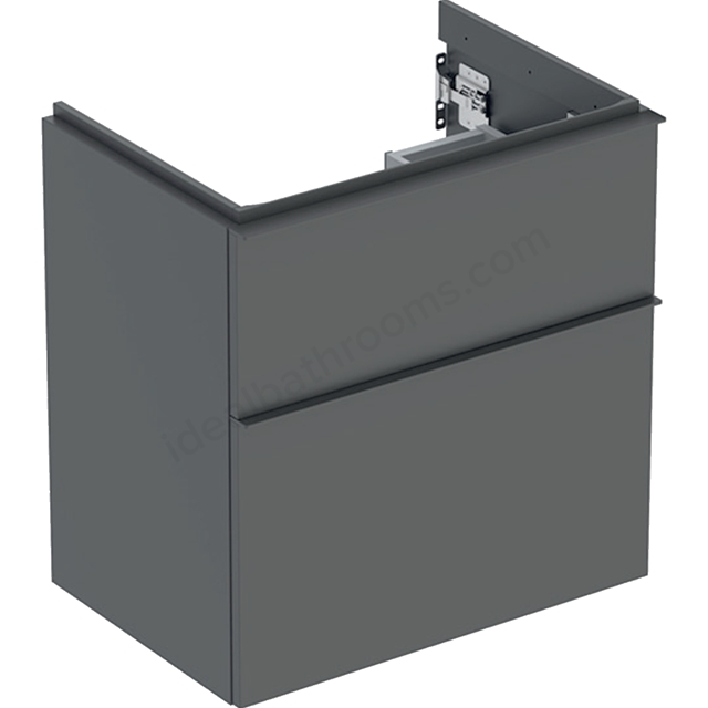 Geberit iCon Washbasin Cabinet 2 Drawer 600mm Short Projection Lava Matt Body/Lava Matt Handle