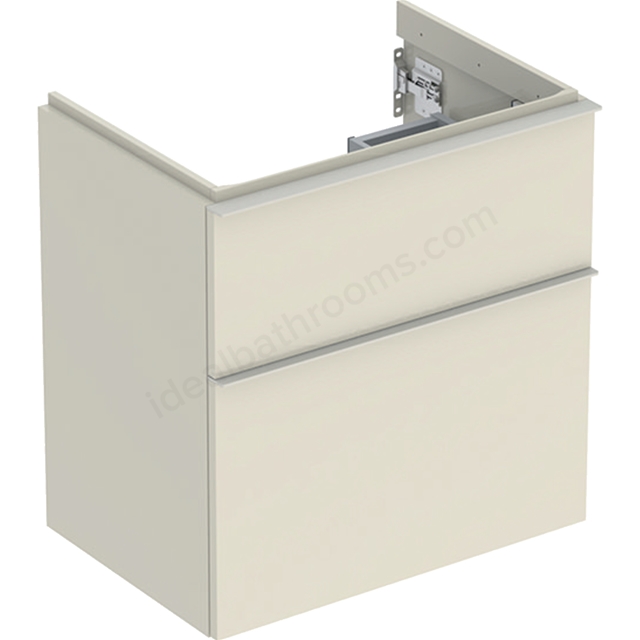 Geberit iCon Washbasin Cabinet 2 Drawer 600mm Short Projection Sand-Grey Gloss Body/Sand-Grey Matt Handle
