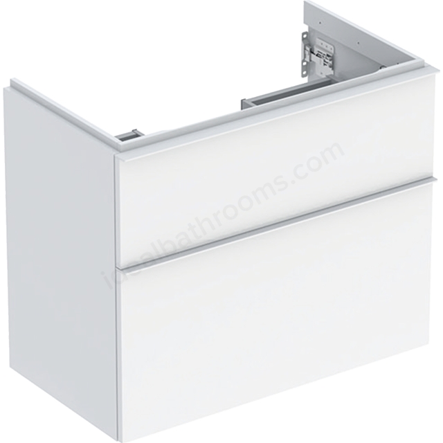 Geberit iCon Washbasin Cabinet 2 Drawer 750mm Short Projection White Gloss Body/White Matt Handle