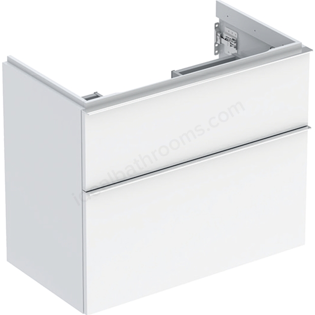 Geberit iCon Washbasin Cabinet 2 Drawer 750mm Short Projection White Gloss Body/Gloss Chrome Handle