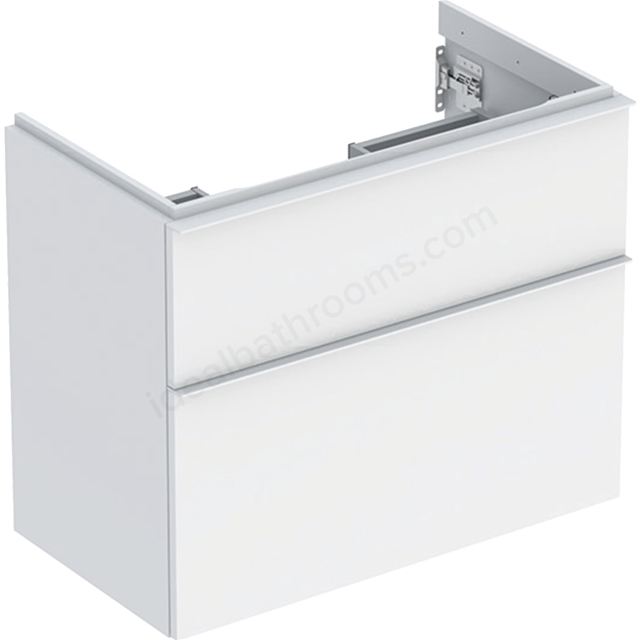 Geberit iCon Washbasin Cabinet 2 Drawer 750mm Short Projection White Matt Body/White Matt Handle