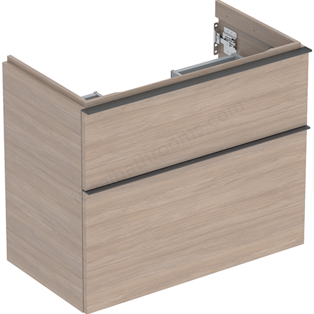 Geberit iCon Washbasin Cabinet 2 Drawer 750mm Short Projection Oak Wood-Texture Body/Lava Matt Handle