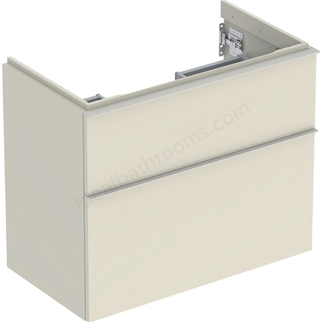 Geberit iCon Washbasin Cabinet 2 Drawer 750mm Short Projection Sand-Grey Gloss Body/Sand-Grey Matt Handle