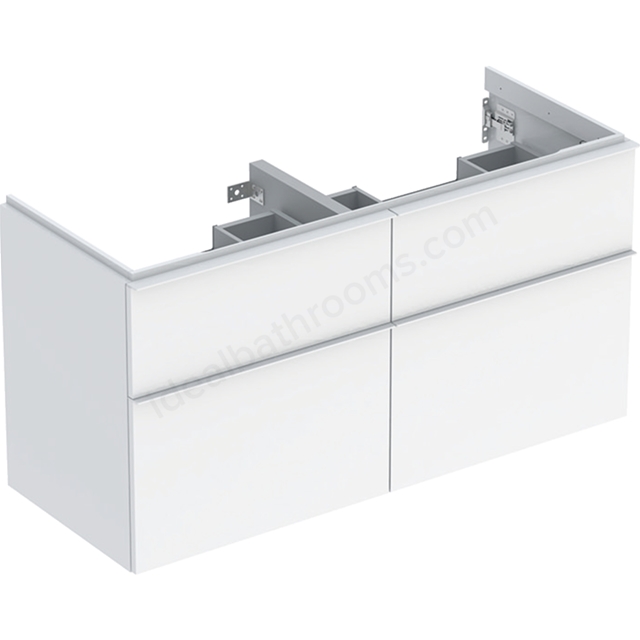 Geberit iCon Double Washbasin Cabinet 4 Drawer 1200mm  White Gloss Body/White Matt Handle