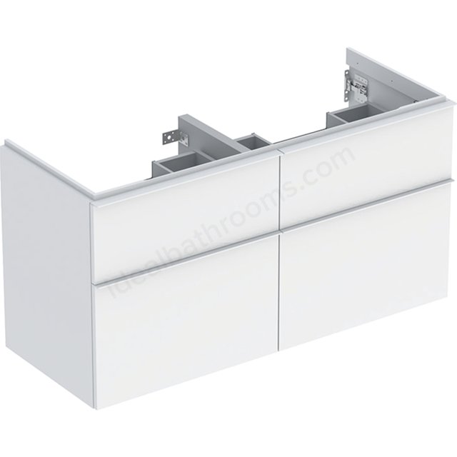Geberit iCon Double Washbasin Cabinet 4 Drawer 1200mm  White Matt Body/White Matt Handle