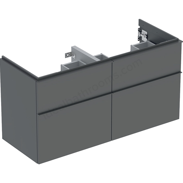 Geberit iCon Double Washbasin Cabinet 4 Drawer 1200mm  Lava Matt Body/Lava Matt Handle