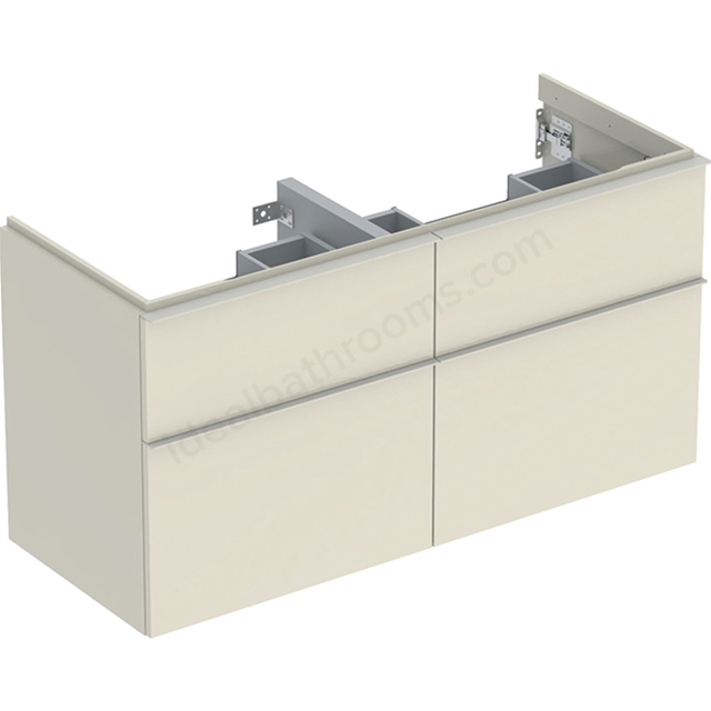 Geberit iCon Double Washbasin Cabinet 4 Drawer 1200mm  Sand-Grey Gloss Body/Sand-Grey Matt Handle