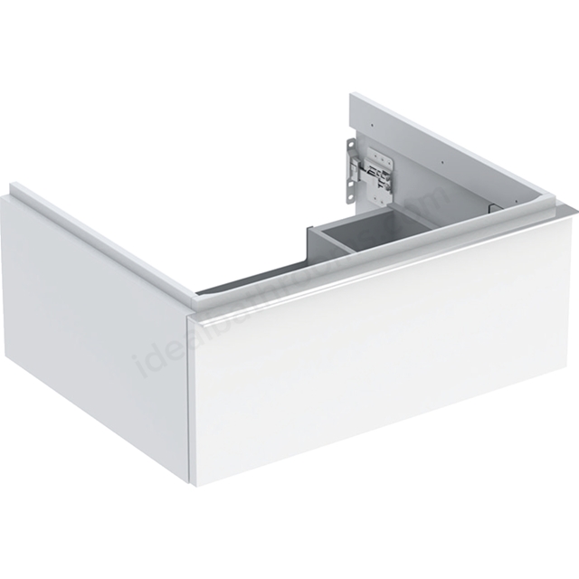 Geberit iCon Washbasin Cabinet 1 Drawer 600mm  White Gloss Body/Gloss Chrome Handle