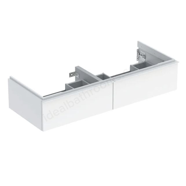 Geberit iCon  Double washbasin Cabinet 2 Drawer 1200mm  White Gloss Body/White Matt Handle