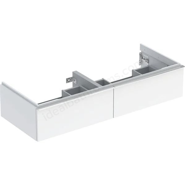 Geberit iCon  Double washbasin Cabinet 2 Drawer 1200mm  White Gloss Body/Gloss Chrome Handle