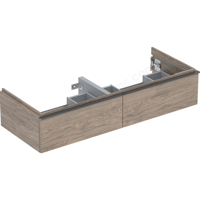 Geberit iCon  Double washbasin Cabinet 2 Drawer 1200mm  Hickory Wood-Texture Body/Lava Matt Handle