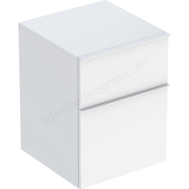 Geberit iCon 2 Drawer Low Cabinet 450mm   White Gloss Body/White Matt Handle