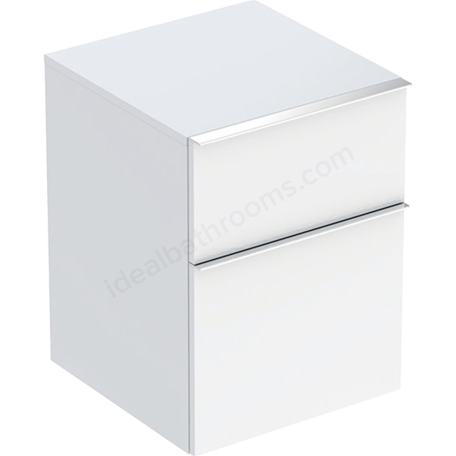 Geberit iCon 2 Drawer Low Cabinet 450mm   White Gloss Body/Gloss Chrome Handle