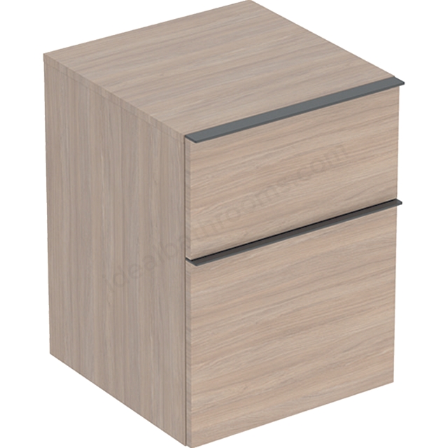 Geberit iCon 2 Drawer Low Cabinet 450mm   Oak Wood-Texture Body/Lava Matt Handle