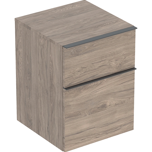Geberit iCon 2 Drawer Low Cabinet 450mm   Hickory Wood-Texture Body/Lava Matt Handle