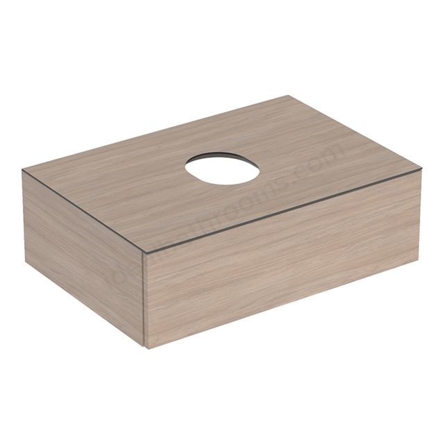 Geberit Variform 750mm Cabinet For Countertop Basin w/ One Drawer; Shelf Surface & Trap - Oak