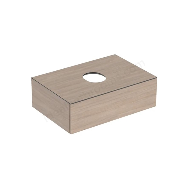 Geberit Variform 750mm Cabinet For Countertop Basin w/ One Drawer; Shelf Surface & Trap - Oak