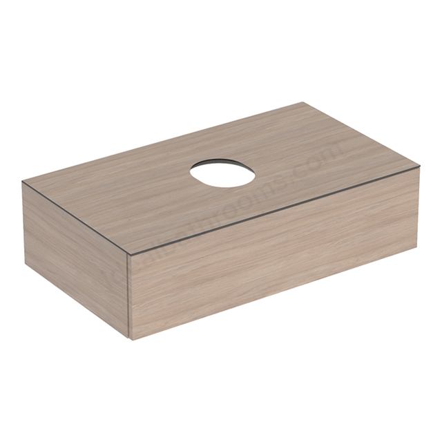 Geberit Variform 900mm Cabinet For Countertop Basin w/ One Drawer; Shelf Surface & Trap - Oak