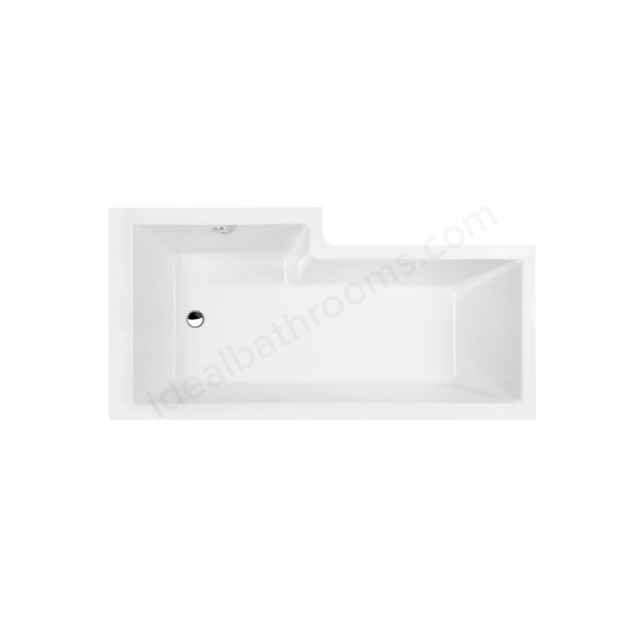 Essential Kensington 1500x850mm L Shape Shower Bath Pack w/ Bath Front Panel & Matt Black Bath Screen; Right Handed; 0 Tap Holes 