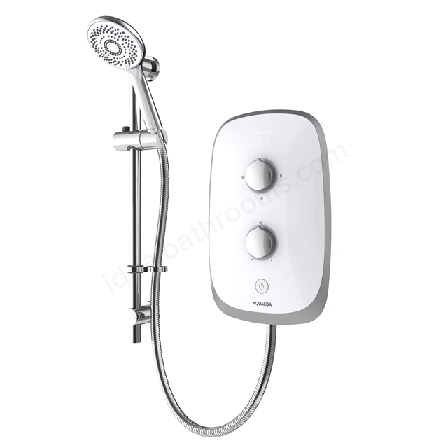 Aqualisa eVolve 8.5kW Electric Shower w/ Adjustable Head - White/Satin Silver