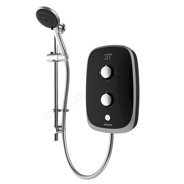 Aqualisa eVolve 10.5kW Electric Shower w/ Adjustable Head - Black/Satin Silver