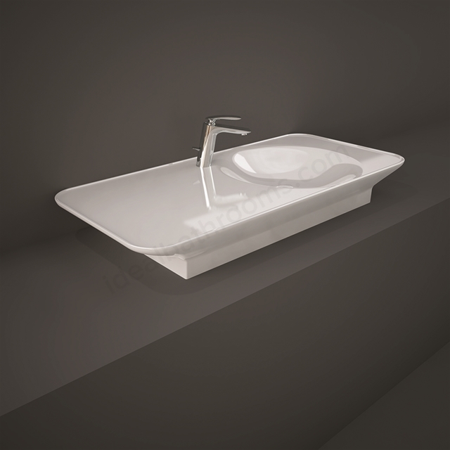 RAK Ceramics Valet Left Ledge 1120mm x 505mm 1 Tap Hole Wall Hung & Countertop Basin - Gloss White